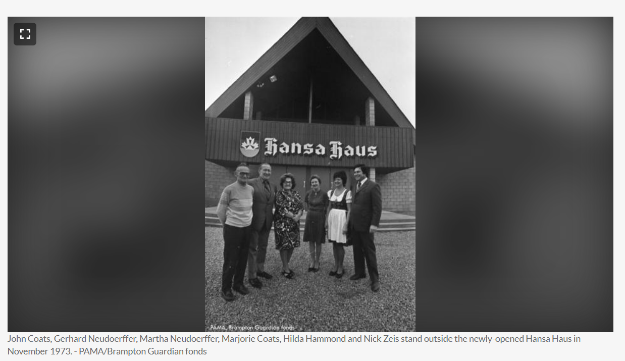 People outside newly opened Hansa Haus, 1973.