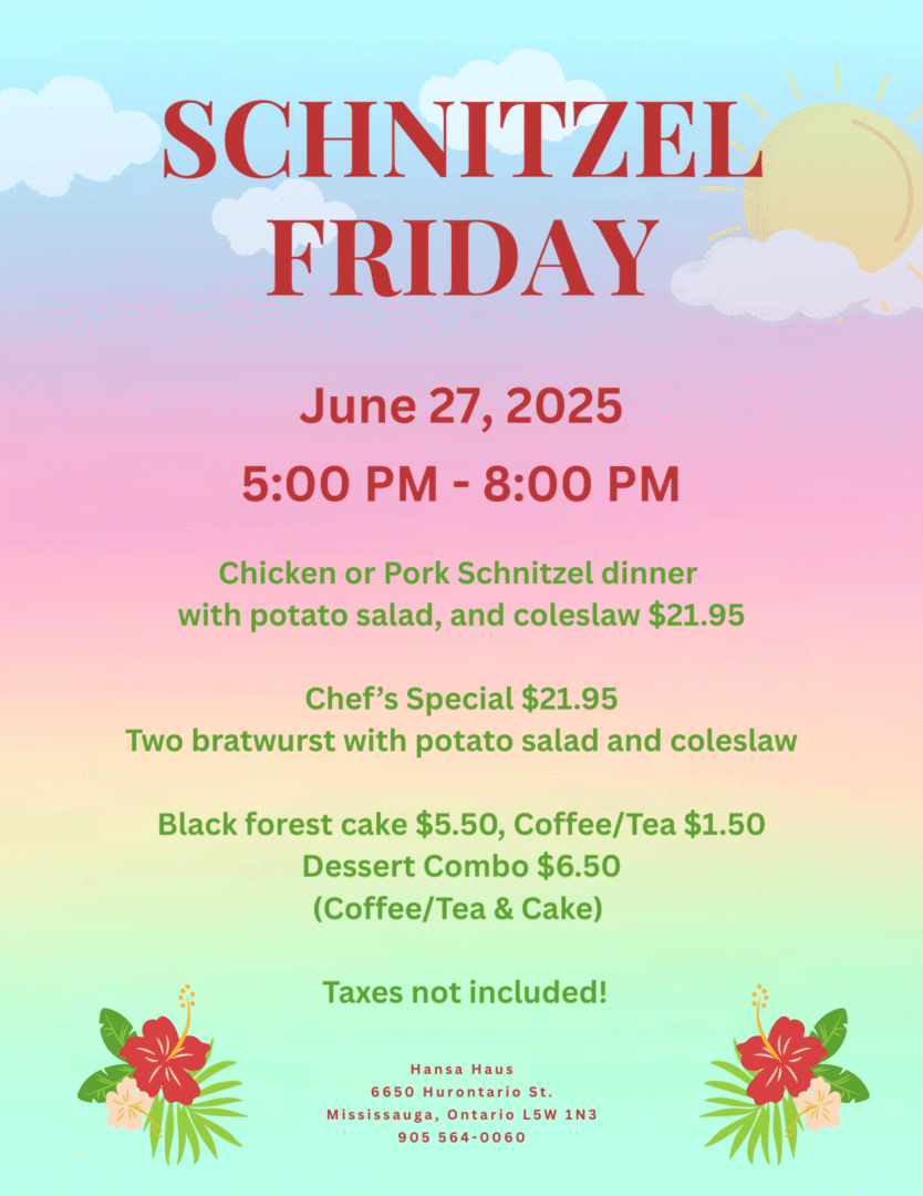 Menu Schnitzel Friday Menu Schnitzel Friday